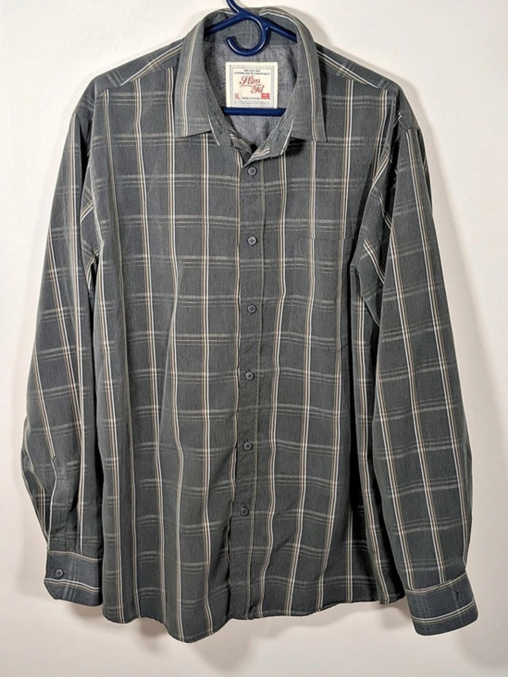 Rivers Slim Fit Plaid Button Down in Gray Size XL